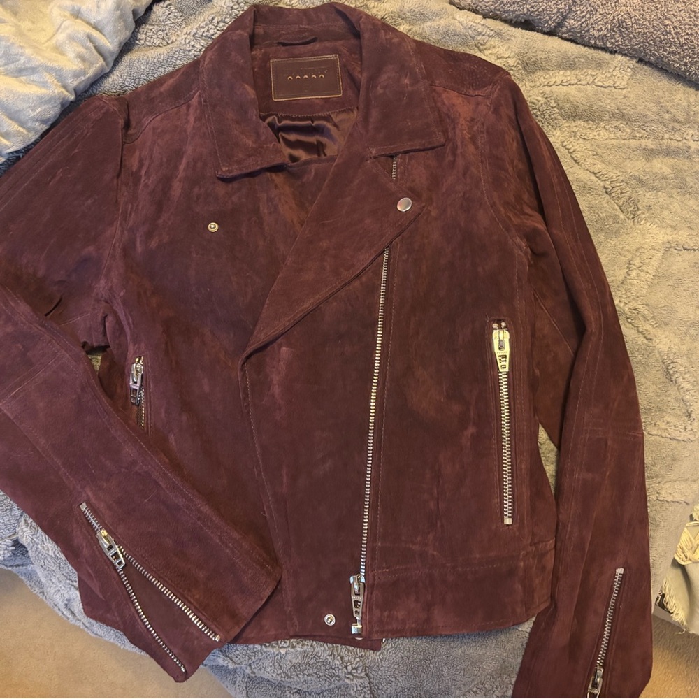 Blank NYC Womens Burgundy Suede Jacket